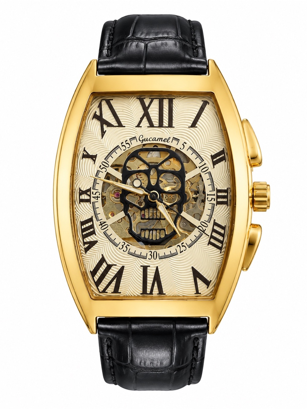 Gold Skull Skeleton Watch Black Strap